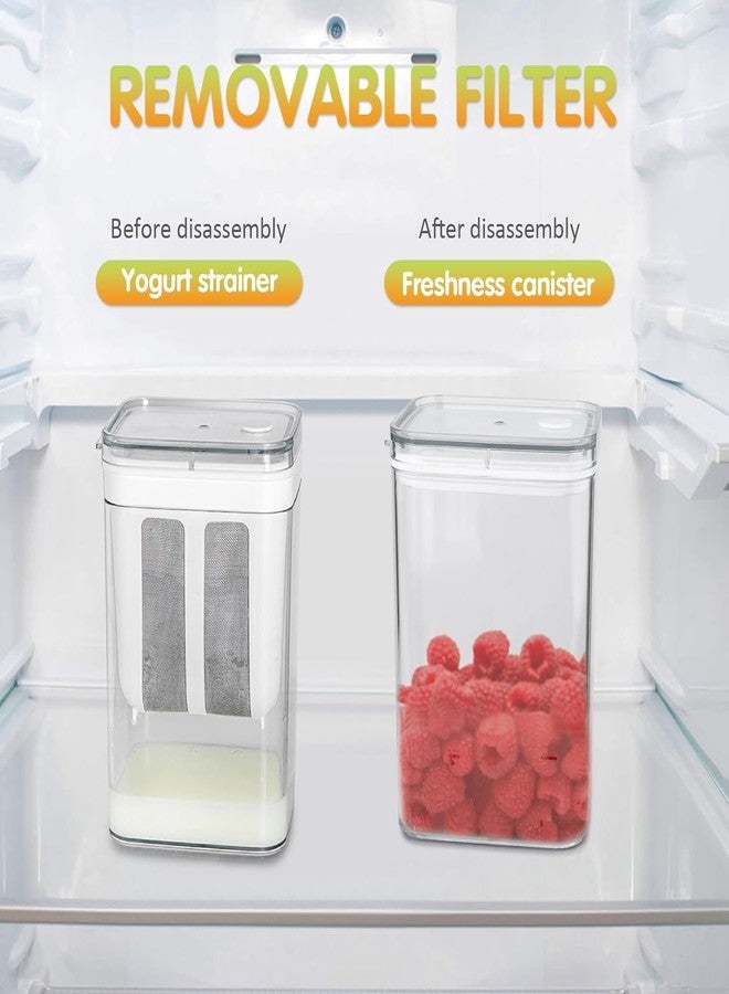 موكا صانعة الزبادي اليوناني والجبن الرائب من موكا ٢ في ١ | مصفاة شبكية دقيقة مع غطاء | صندوق تصفية سعة ١١٠٠ مل للزبادي والجبن والجبن الرائب المصنوع منزليًا | مستلزمات المطبخ والمنزل - Image 3